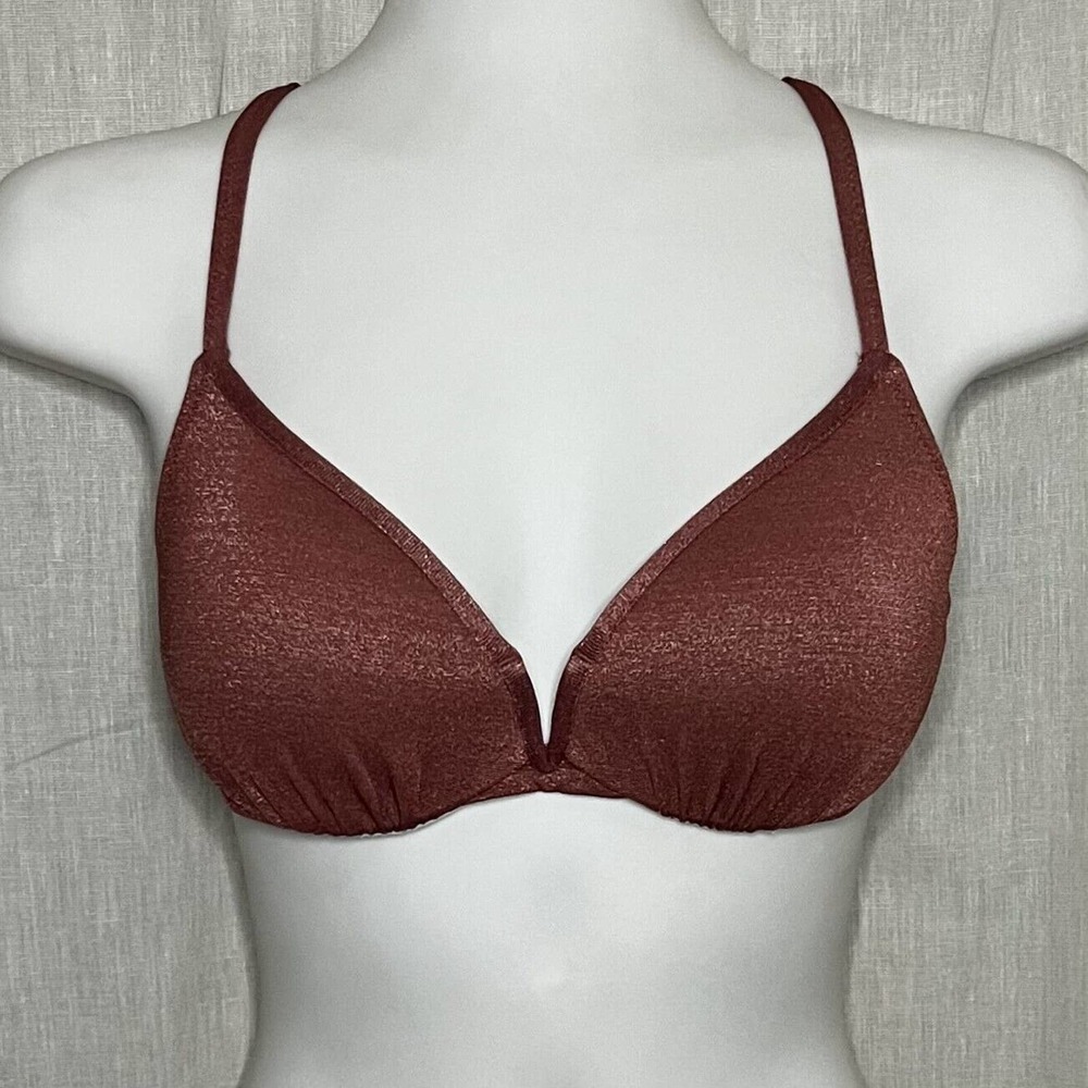 Shade & Shore Women's Shimmering Terracotta Halter Bikini Top Size 32B